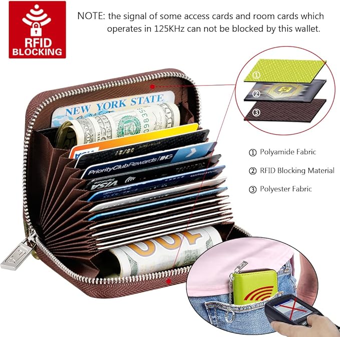 FurArt Zipper Wallet Women, RFID Blocking Credit Card Wallet, Business Card - Image 5