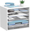 5-Tier Wood Desk Organizer, Paper Tray Organizer by SHARKWOODS