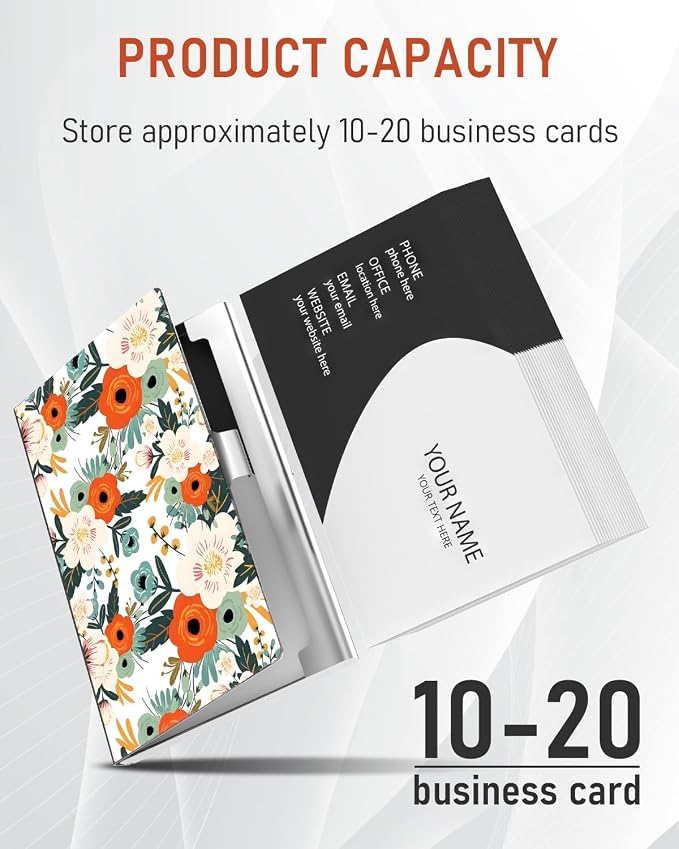 Business Card Metal Slim Organizer, Professional Stainless Steel Square Pocket - Image 2