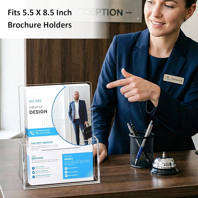 Acrylic Brochure Holder 8.5 x 5.5 Inch 6 Pack, Plastic Display Stands - Image 5