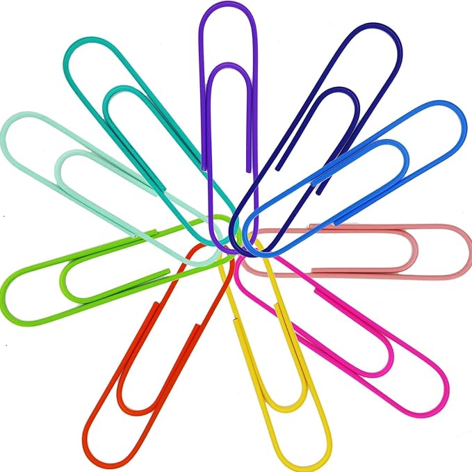 50 Pack 4 Inches Jumbo Paper Clips, Vinyl Coated Multicolored Extra Large Mega - Image 2
