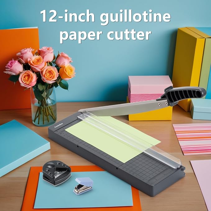 12" Guillotine Paper Cutter, Accurate Paper Trimmer Cutting - Image 3