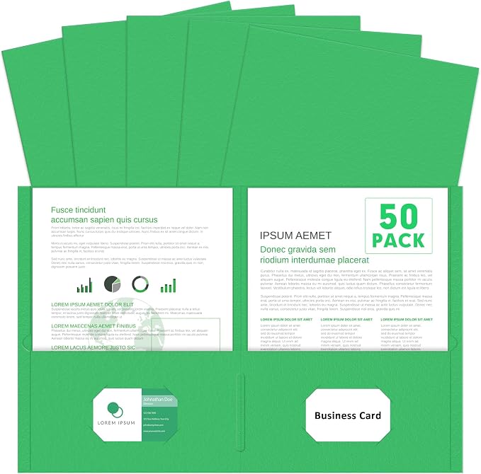 Two Pocket Folders, PANDRI 50 Pack 2 Pocket Folders, Letter Size Paper File by PANDRI