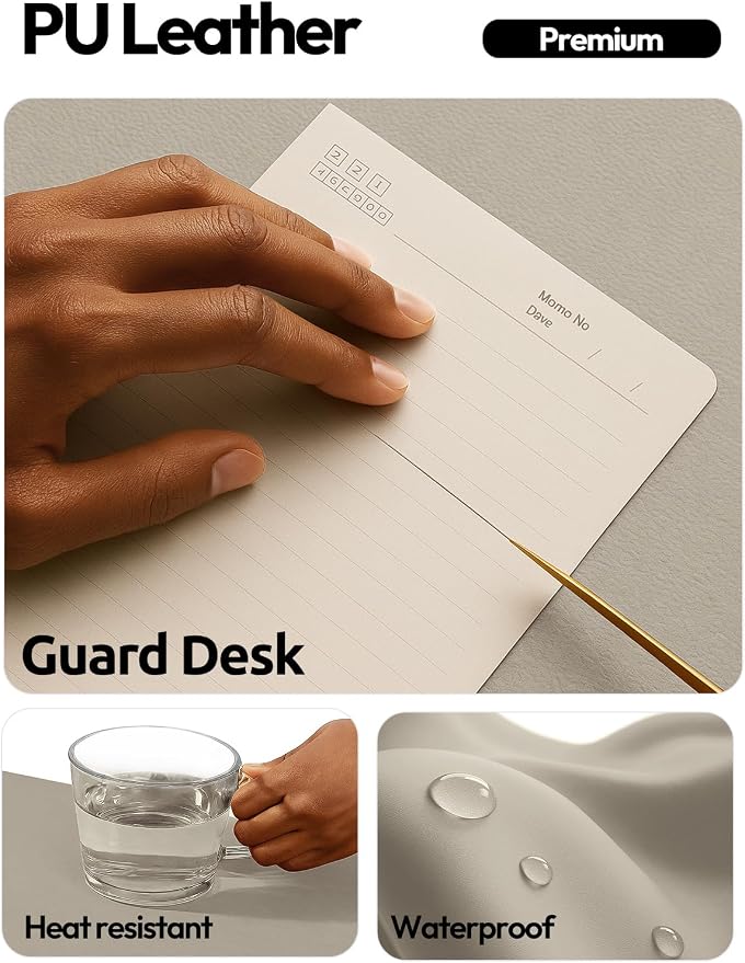 YSAGi Leather Desk Pad Protector, Office Desk Mat, Large Mouse Pad, Non-Slip PU - Image 3
