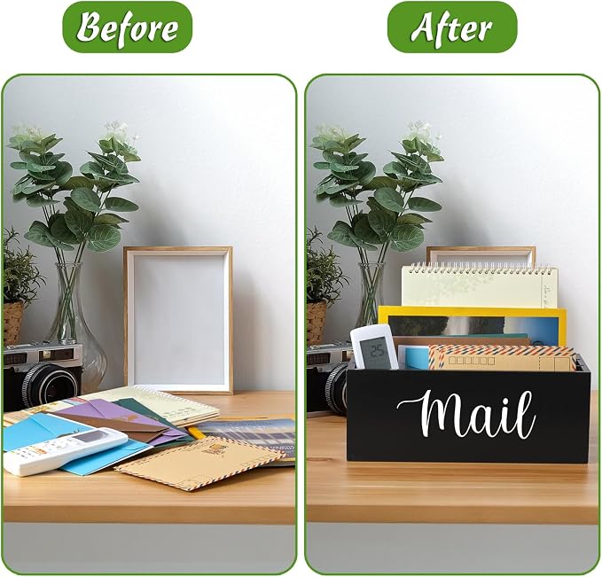 DRASTAR Mail Organizer Countertop, Wooden Mail Holder - Image 6