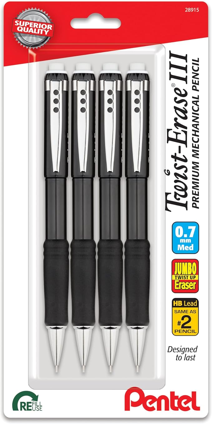 Pentel Twist-Erase III Mechanical Pencil, Medium Line by PentelofAmerica