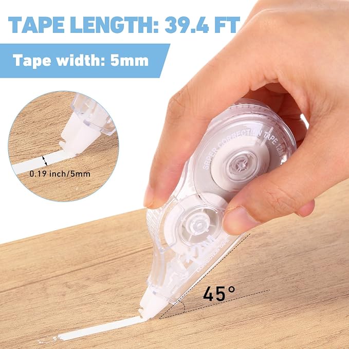 AmazingSpark 30 Pcs Correction Tape Bulk 39.4 ft White Wrong out Tear-resistant - Image 4