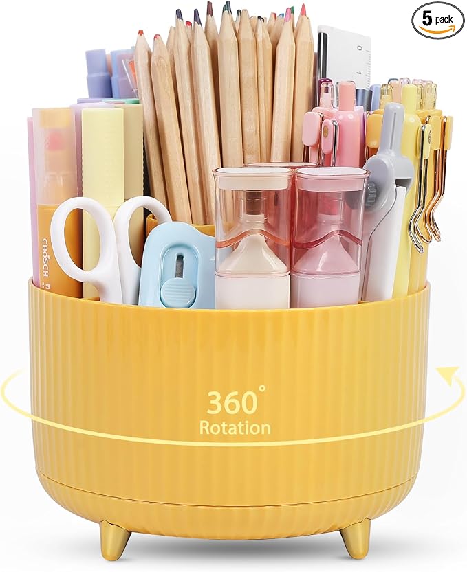 SKYDUE 360 Degree Rotating Desk Organizer, Dual-Purpose Pencil Pen Holder by SKYDUE