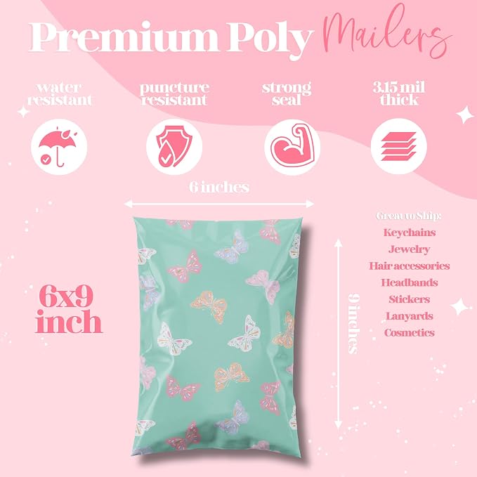 Pretty Package Store 6x9 Designer Poly Mailer 100 Pack Heavy Duty Waterproof - Image 3