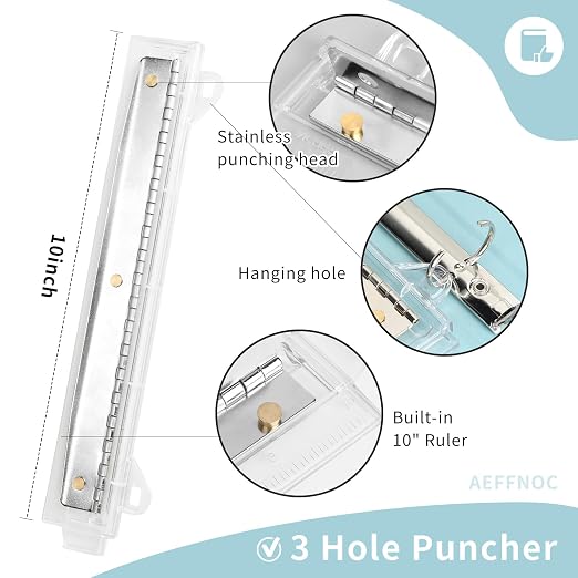 AEFFNOC 3 Hole Punch, Portable 3 Hole Puncher - Image 3