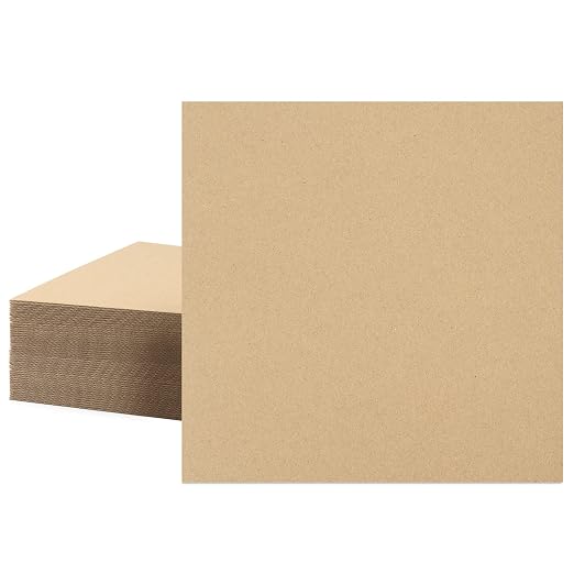 Mat Board Center, 50 Corrugated Cardboard Sheets 12x12 Inches Flat Card Board by MatBoardCenter