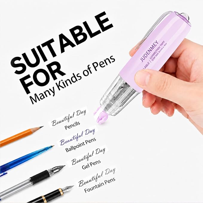 4Pack JUDENMEY Refillable Retractable White Correction Tape, Cute Correction - Image 4