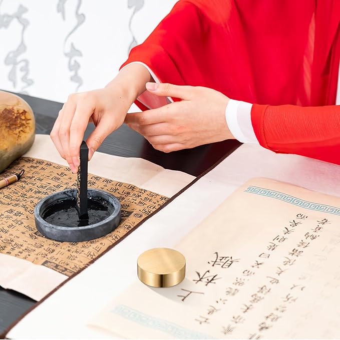 TEHAUX Brass Calligraphy Paperweight Set Lightweight Metal Desk Accessory - Image 3