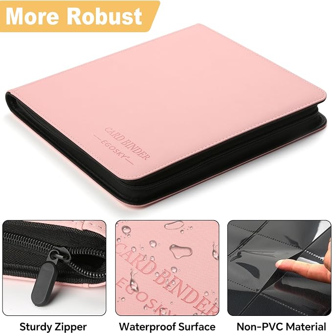 16-Pocket Business Card Binder holds 1024 Cards, Premium Diamond PU Leather - Image 3