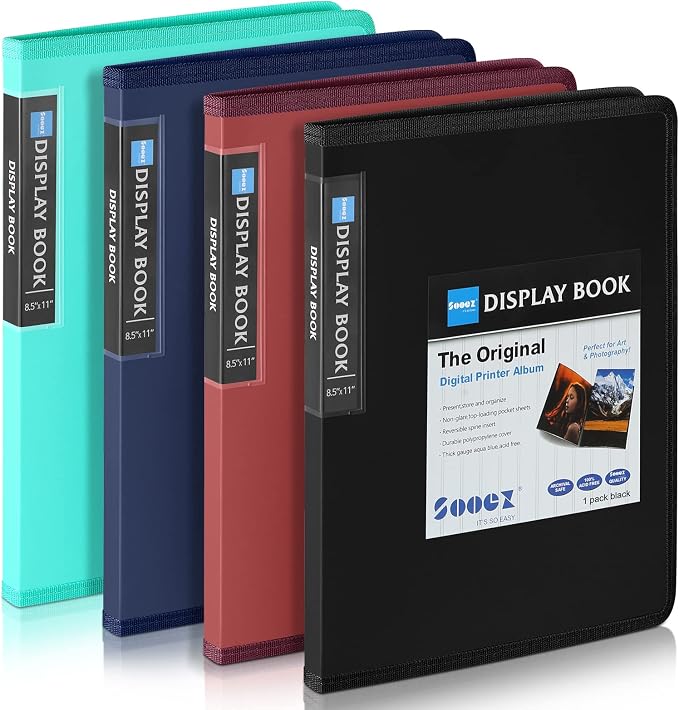Sooez 30-Pocket Binder with Plastic Sleeves 8.5x11, Heavy Duty Art Portfolio by Sooez