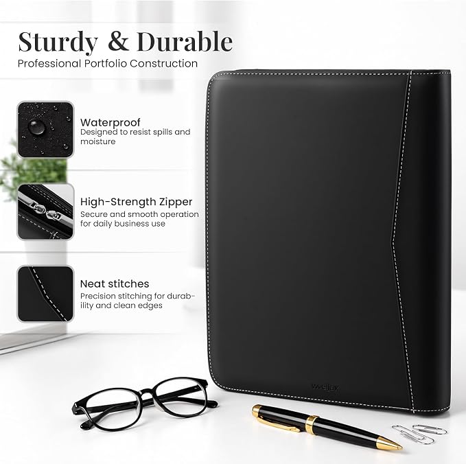 Padfolio Portfolio Organizer Binder, Faux Leather Interview Resume Folder - Image 4