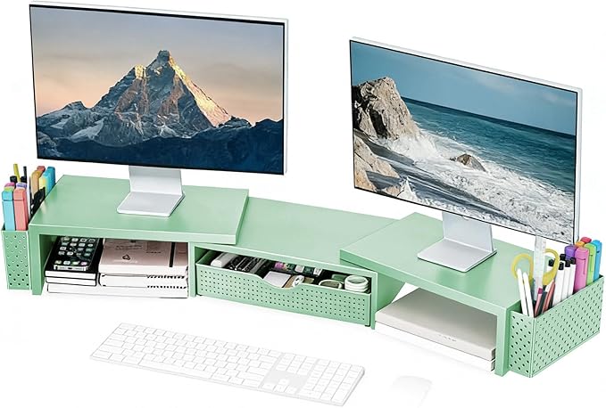 Spacrea Metal Desk Organizers and Accessories, Dual Monitor Stand Riser by Spacrea