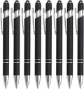 Bribobo 8 Pack Black Ballpoint Pen 2-in-1 Stylus by Bribobo