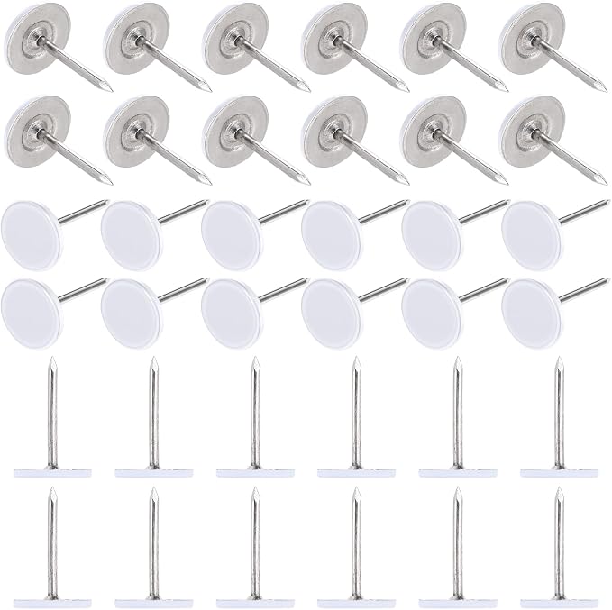 HINZIC 100pcs Flat Head Thumb Tacks, Heavy Duty Metal Push Pins Thumb Tacks by HINZIC