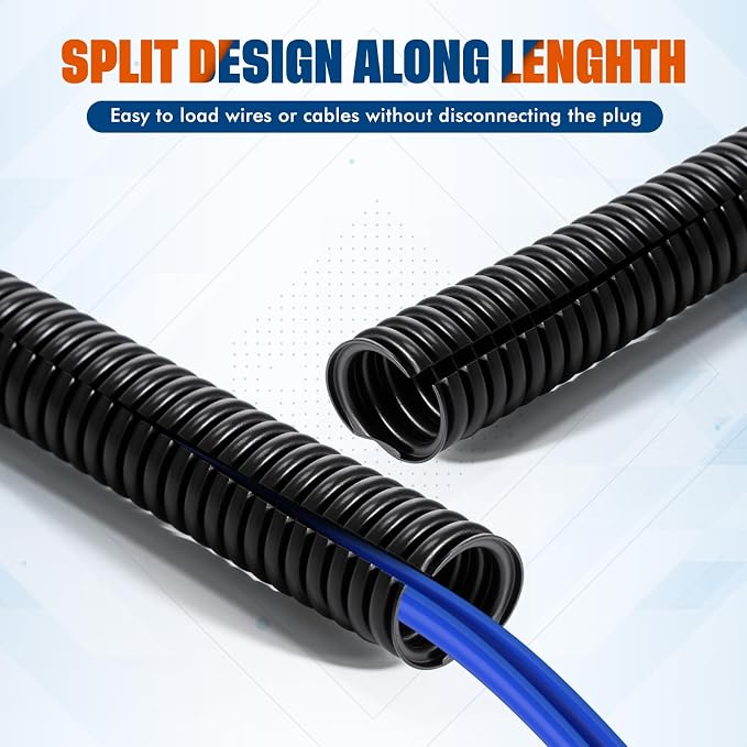 Sasylvia 1/4", 3/8" x 15 ft Split Wire Loom Tubing Automotive Wire Loom - Image 2