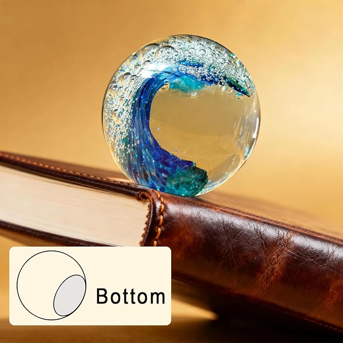 Hand Blown Ocean Wave Glass Paperweight - Image 5