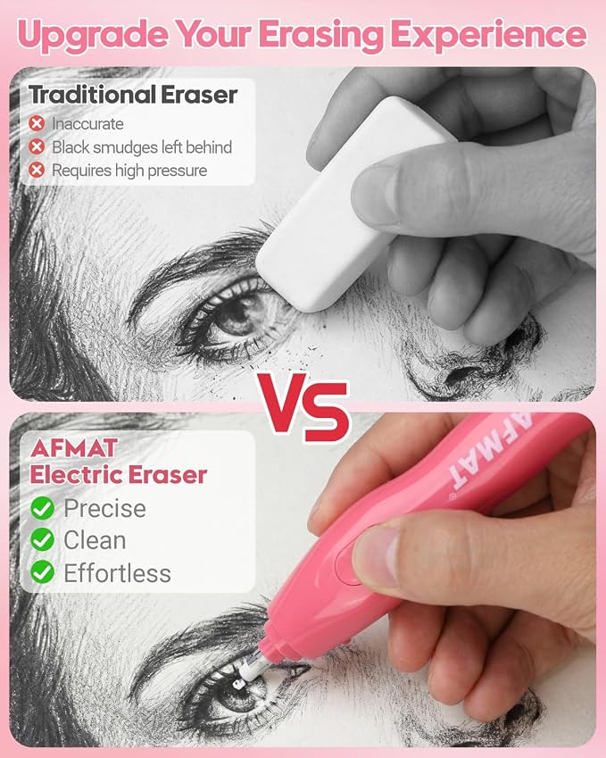 AFMAT Electric Eraser with 140 Eraser Refills, Rechargeable Pencil Erasers - Image 2