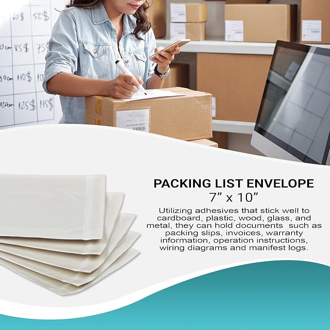 APQ Clear Top Loading Packing List Envelopes, 7 x 10 Inches. 1000 Pack Packing - Image 5