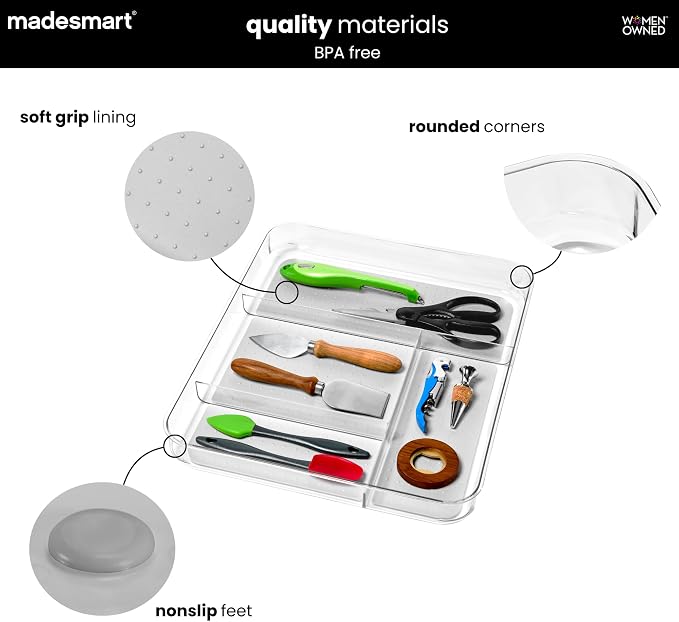 madesmart Premium 4 Compartment Drawer Organizer, Office Tools, & Small - Image 4