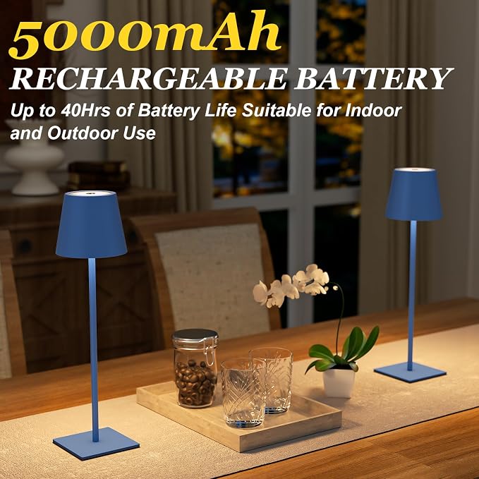 Kakanuo Cordless Rechargeable Table Lamp Navy 5000mAh Battery Operated Lamps - Image 2