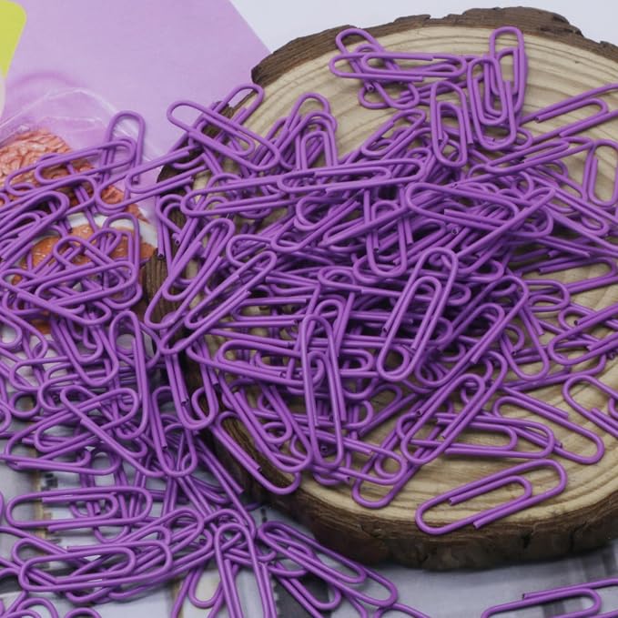 200 Pack Purple Metal Clips, 1.1 Inch / 28mm Vinyl Coated Decorative Paper - Image 4