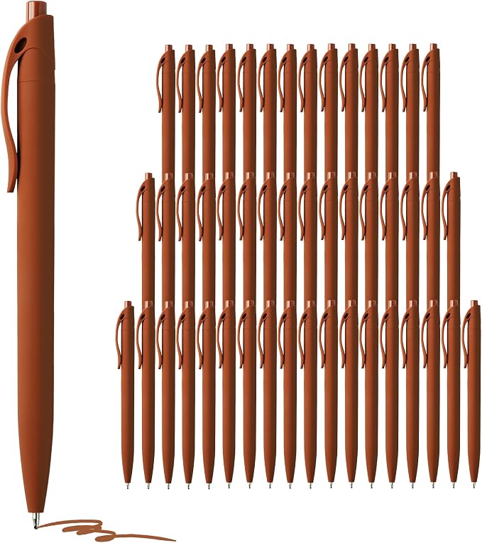 deegtran Pens Bulk, 50 Pack No Bleed Brown Click Pen, Wholesale Retractable by DEEGTRANPENS