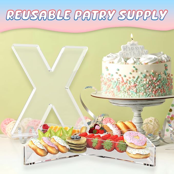 13.8" Extra Large Acrylic Letter Charcuterie Board Box, Reusable Fillable - Image 5