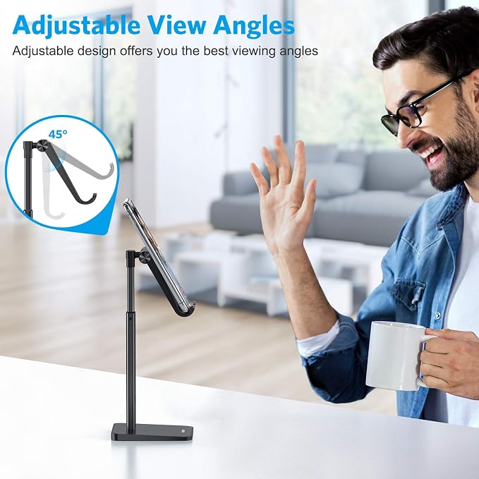 OMOTON Cell Phone Stand, Adjustable Angle Height Desk Phone Dock Holder - Image 8