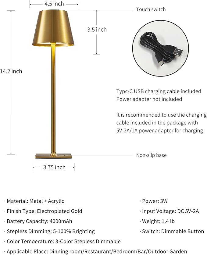 KDG 2 Pack Cordless Table Lamp, Portable LED Desk Lamp, 4000mAh Battery Operated - Image 5