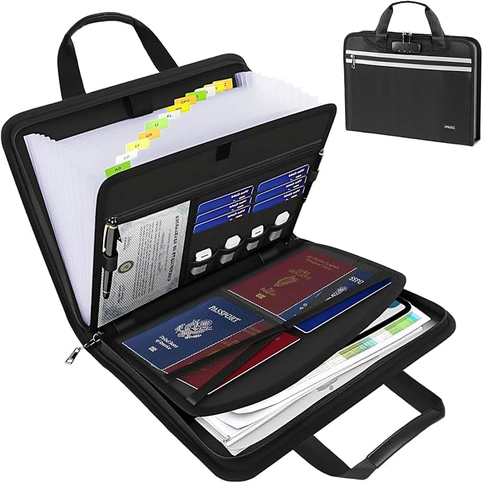 Accordion File Organizer with Lock, Fireproof Expanding File Folders with 13 by JALIELL
