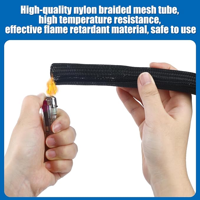 Pangda 50ft Split Wire Loom Tubing Flame Retardant Braided Cable Sleeve Split - Image 3