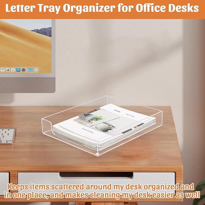Letter-Size Tray Desk Letter Tray Paper Tray, Sturdy Heavy-Duty Plastic Printer - Image 4