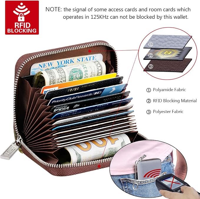 FurArt Zipper Wallet Women, RFID Blocking Credit Card Wallet, Business Card - Image 5