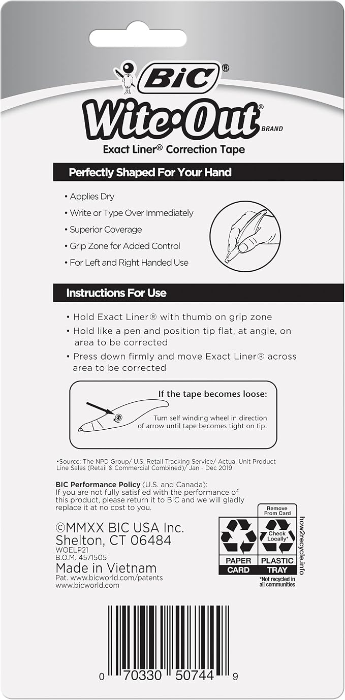 BIC Wite-Out Brand Exact Liner Correction Tape, 19.6 Feet, Clean and Easy to - Image 2