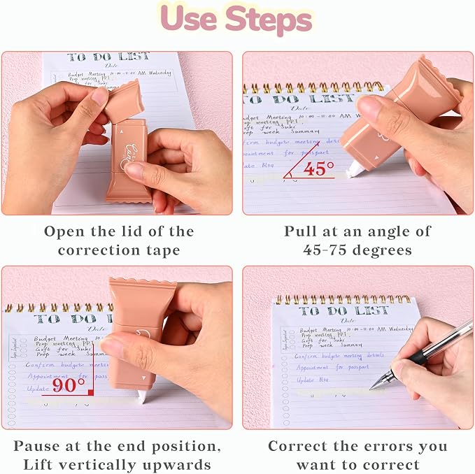 Temiary 6 Pcs White Correction Tapes, Cute White Smooth Pull Out Tape - Image 4