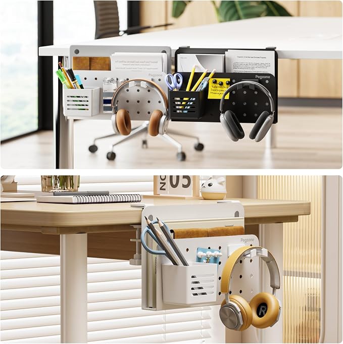 PEGZONE Desk Side Storage Organizer, No Drill Under Desk Laptop Holder - Image 8