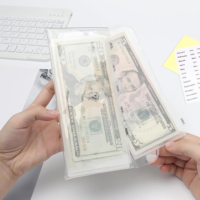 NatSumeBasics 6-Tab Clear Cash Envelope Stuffing Wallet - Image 2