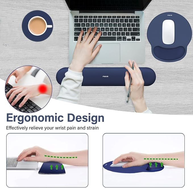 MOSISO Wrist Rest Support for Mouse Pad&Keyboard Set, Circle Curved Ergonomic - Image 3