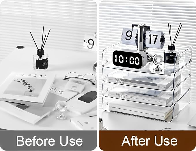 Gagee 4 Pack Paper Organizer for Desk, Stackable Paper Tray Book Holder for - Image 3