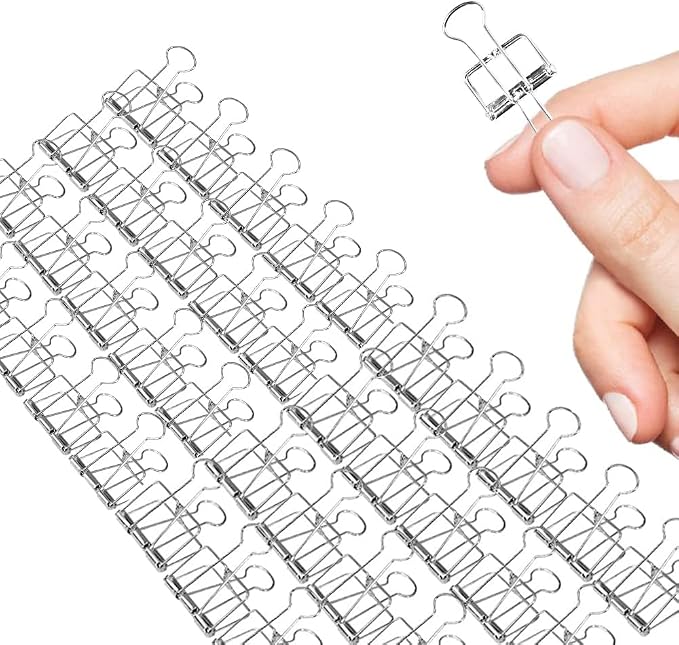 Small Binder Clips, 36 Pack, 3/4 Inch, Standard 19mm, Hollow Out Silver by Makanu