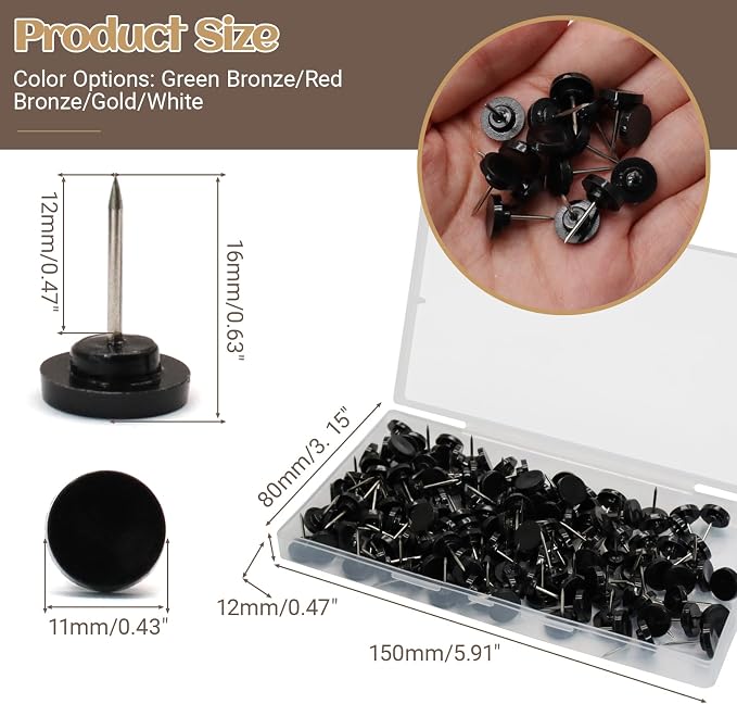 Biaungdo 150 Pcs Black Flat Push Pins, Plastic Round Head Thumb Tacks - Image 2