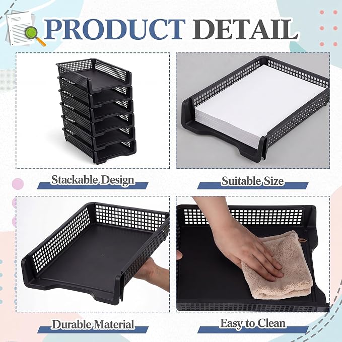 Geetery Set of 6 Turn in Trays Classroom Plastic Trays - Image 3