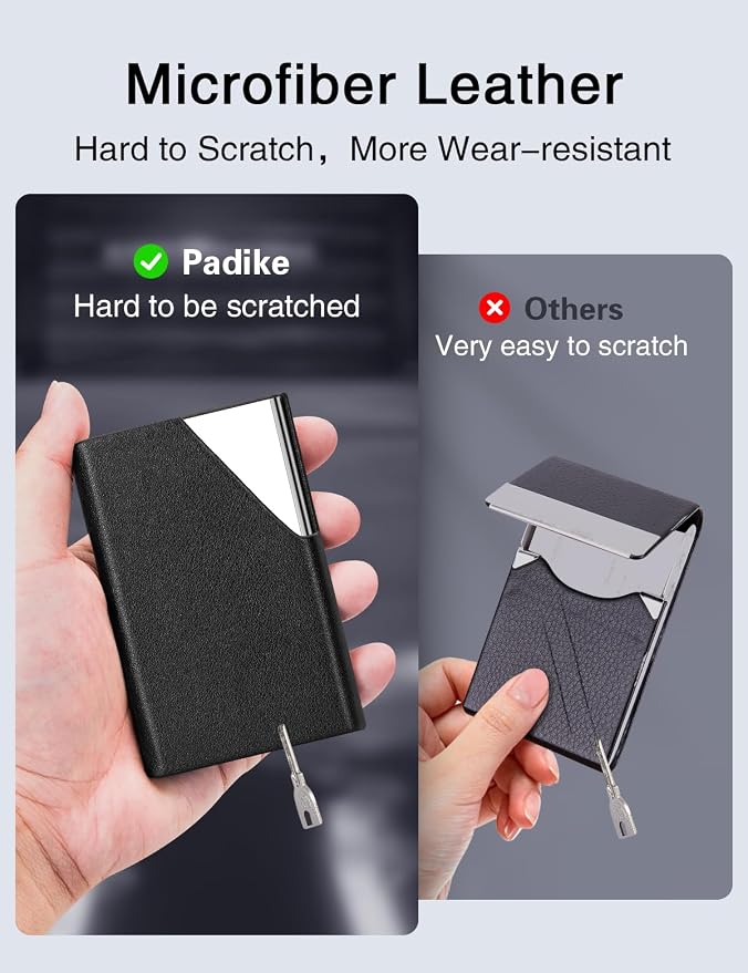 Padike Business Card Holder, Upgraded Leather Business Card Case Pocket Card - Image 3