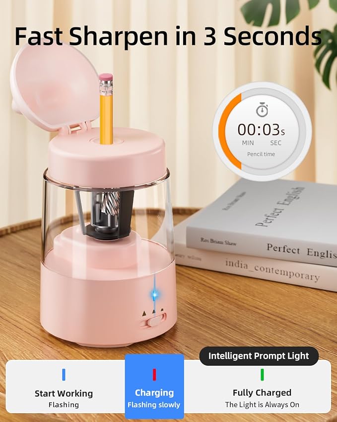ZMOL Colored Pencil Sharpener for Kids Gift, Rechargeable Electric Pencil - Image 6