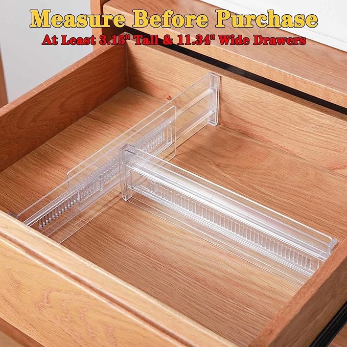 8 Pcs Drawer Dividers for Clothes, 3.15" High 11.34"-19.69" Adjustable - Image 8
